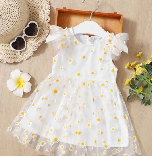 Vestido blanco con girasoles