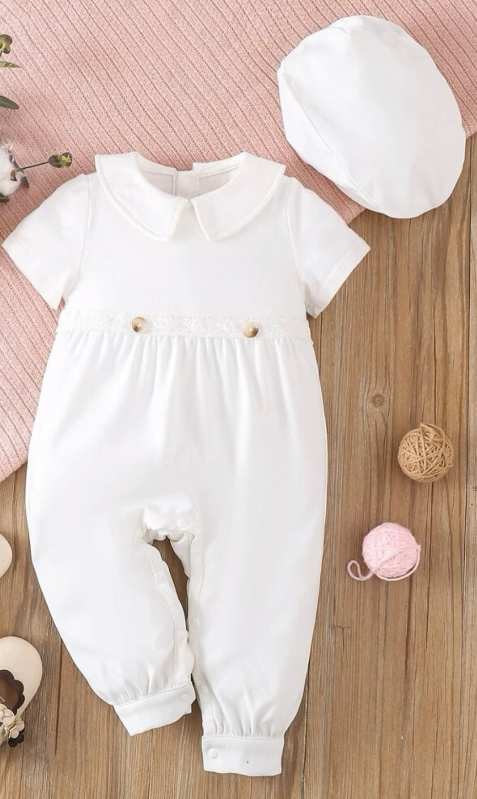 Traje blanco de bebé Niño , incluye boina